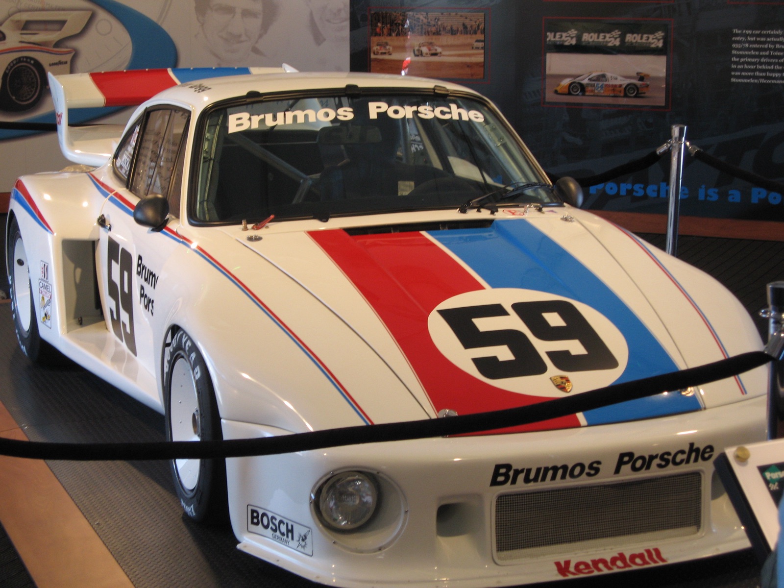 Brumos Porsche 935 number 59 in red, white and blue