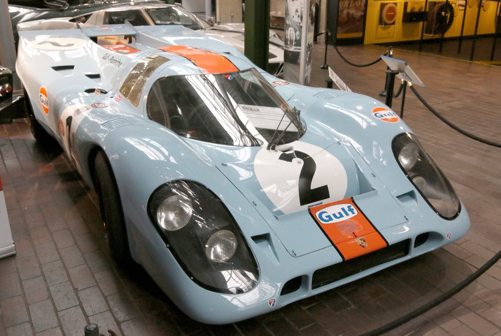 Porsche 917K in the powder-blue and marigold-orange Gulf Oil livery